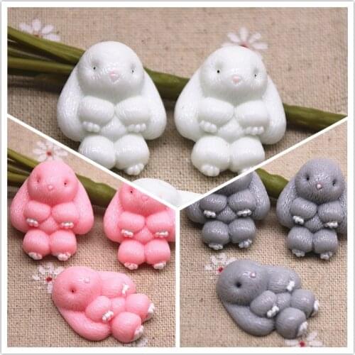 10pcs Resin kawaii rabbit hare flat back Cabochon Art Decoration Charm Craft DIY accessories 26x32mm