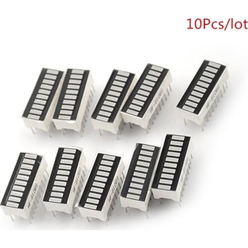 10Pcs/lot 10 Segment Digital Red LED Bar Graph Display Ultra Bright Smart Electronics LED Bar Graph Display Digital Plastic Tube