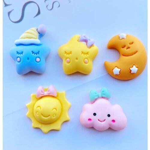 10Pcs New Mixed Lovely Stars / Clouds Flat Back Resin Scrapbooking DIY Jewelry Craft Decoration Accessories J34
