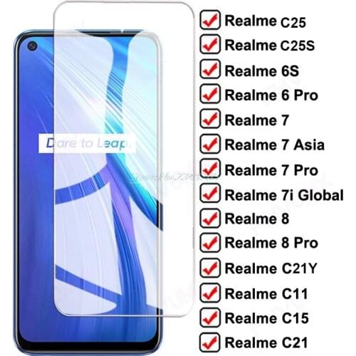 2-1PC Protective Glass For Realme 8 7 6 i s 6Pro 7i X7 Screen Protector Film on Realmi C25s C20a C3i C11 C15 C21y Tempered Glass