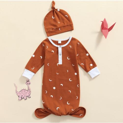 2021 New Babys Sleeping Bags Quilt and Hat Set Fashion Sun Moon Print Soft Cotton Full Wrapped Swaddle Wrap+Cap 2PCS Suit