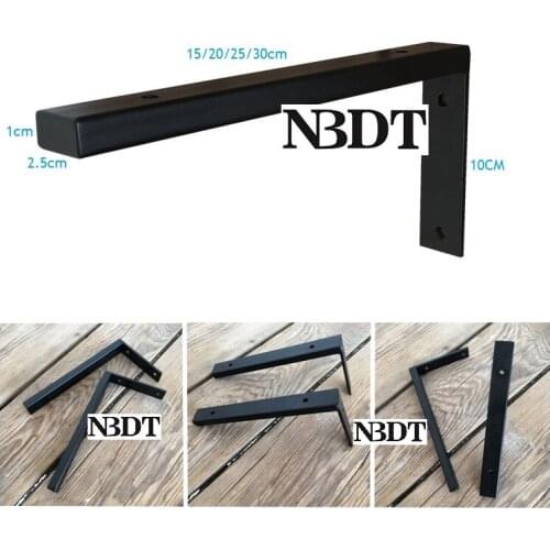 2Pcs/Lot Retro Rustic Rural Vintage Matte Black L Design Wall Mount Shelf Bracket Support With Screws