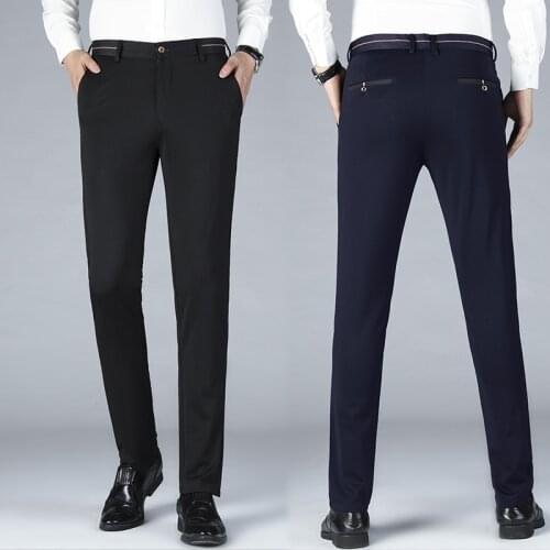2021 Spring New Mens Anti-Wrinkle Stretch Casual Pants Non-Ironing Slim Fit Suit Pants