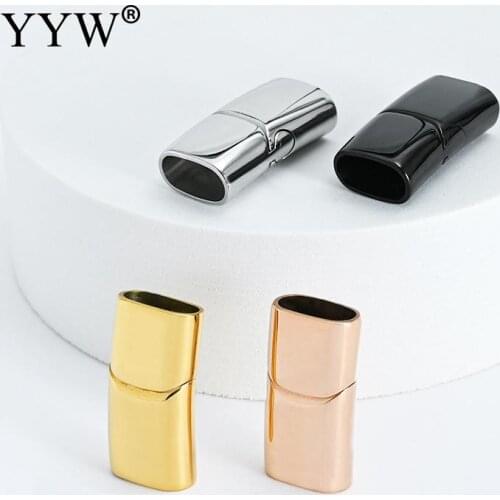 5pcs Smooth Stainless Steel Magnetic Clasp 8*4mm Polish Leather Cord Clasps Magnet Buckle Diy Bracelet Jewelry Making Supplies
