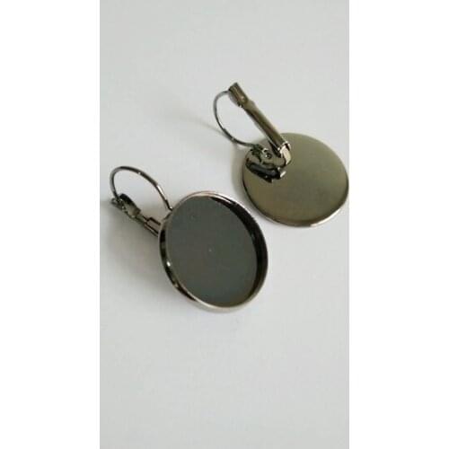 500PCS Gunmetal Black Color 25mm Blank Earring Base for Cabochon Cameo Setting DIY Jewelry Making Findings CFS168