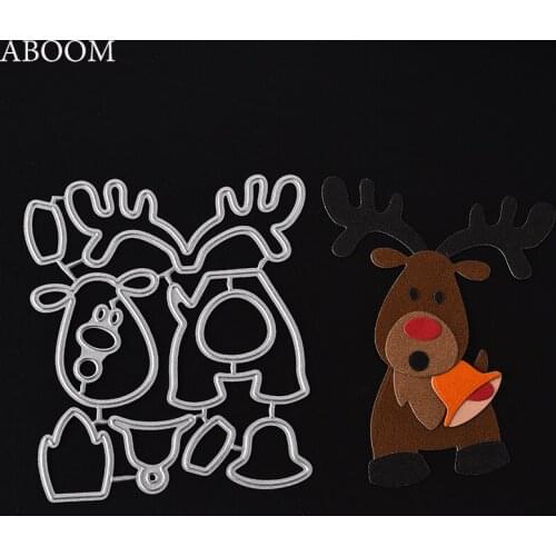 ABOOM 1PC Cutting Dies Silver Combined Deers Metal Dies Cutting for Scrapbooking Christmas Card Decoration Cutting Dies For DIY