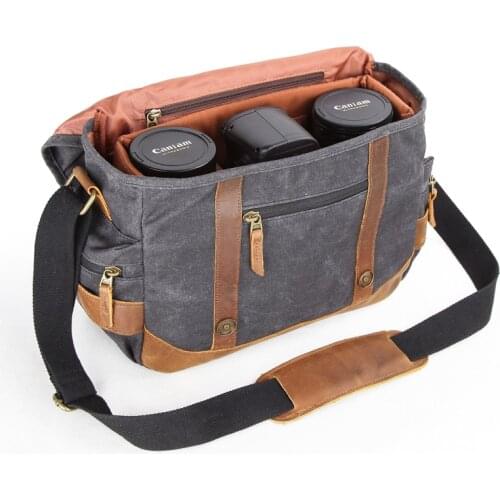 Batik Canvas Waterproof Photography Camera Shoulder Bag Vintage Casual SLR Canvas Handbag for Canon Nikon Sony 1 Camera +2 Lens