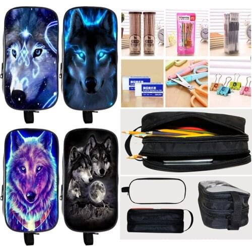 Animal Lion Wolf Pen Bags Boys Girls Pen Case Animal Pencilcase Kids 3D printing Pencil Bag Kids Stationery Bag Daily Penbag