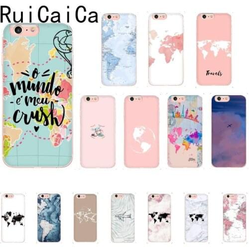 RuiCaiCa World map airplane travel around the world Phone Case for iPhone 5 5Sx 6 7 7plus 8 8Plus X XS MAX XR 11 11pro 11promax