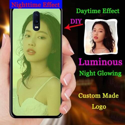 Luminous Glass Phone Case For Oneplus 5 5T 6 6T 7 8 Pro Coque DIY Pattern Cover One Plus 5 5T 6 6T 1+ 7 Pro Silicon Cover Funda