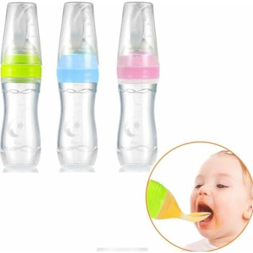 Infant Nipple Pacifier Baby Feeding Tool Milk Bottle With Spoon Silicone Gel