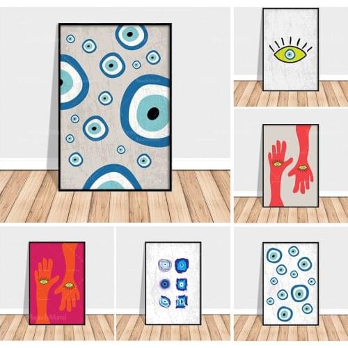Home decoration canvas Greek evil eye art Turkish eye print, evil eye picture living room modular artwork poster dormitory decor