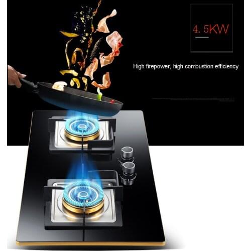 Double Cooktop Gas Stove Large Firepower Cooker Energy-saving Desktop Tempered Glass Cooker Cooking Machine