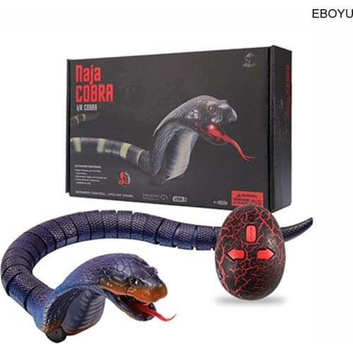EBOYU Upgraded 17" Long Rechargeable Remote Control RC Snake Realistic Cobra Toy for Kids Birthday Party Gift Play