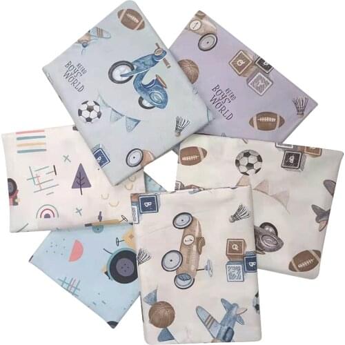 Truck and Star Cotton Fabric 100% Cotton Twill Print for Sewing Home Textile Child Dress Making Woven Soft Fabric