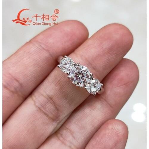 925 Silver ring three round shape stones white moissanite eternity band rings for jewerlry