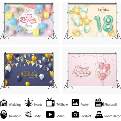 Colorful Flags Multicolored Balloons Backdrops Photos Background Decorations for Kids Birthday Party Photography Props