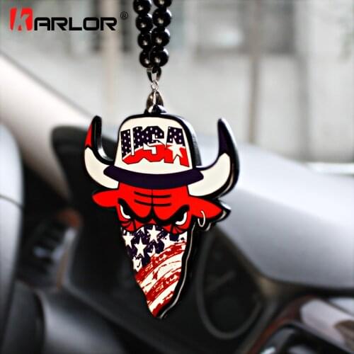 USA Mask Bulls Logo Ho Car Auto Fashion Pendant JDM Interior Rear View Mirror Ornament Hanging Dangle Charm Acrylic Car-Styling
