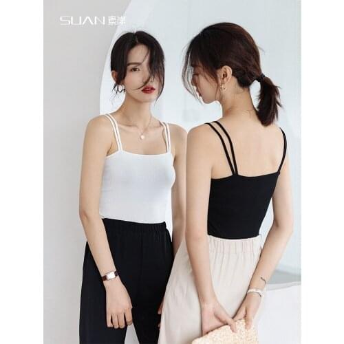 2 Style Girls Sleeveless Tank Top Sling Seamless Women Straps Top Knitted Camisole Tops Tank