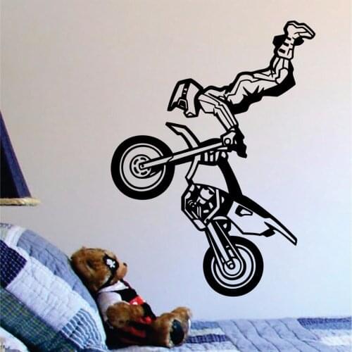 Motocross Trick Dirtbiker Version 2 Wall Decal Wall Vinyl Art Sports Moto X Decor Home Design Wall Stickers For Living Room A408