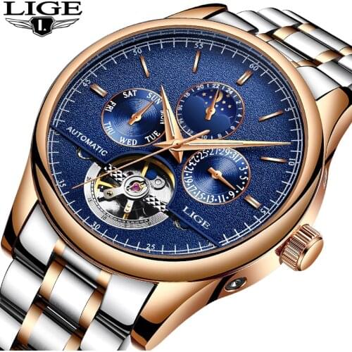 Relojes LIGE Men Automatic mechanical Sport Watch Men Luxury Brand Casual Watches Mens Wristwatch army Clock relogio masculino