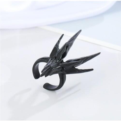 1PC Punk Gothic Black Matte Dragon Head Ring For Men Funny Vintage Metal Pterodactyl Animals Male Ring Jewelry R300