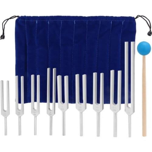 9pcs 174/ 285/ 396/ 417/ 528/ 639/ 741/ 852/ 963HZ Tuning Fork Sound Healing Therapy Tool Set