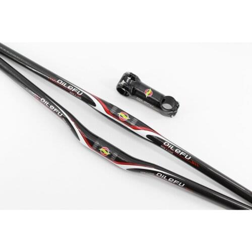 Newest QILEFU Road bicycle alloy+carbon stem Mountain bike 3K UD full carbon fibre carbon handlebar MTB parts sets Free shipping