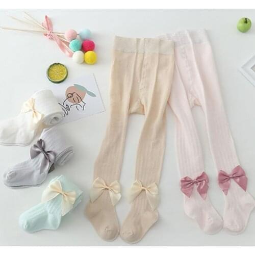 2020 New Kids Girl Tights Breathable Mesh Stocking Baby Bow Cotton Pantyhose Baby Mosquito-Proof Pantyhose Wholesale