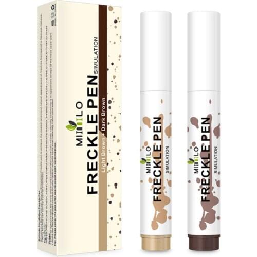 New 2 Colors Freckle Pen Set Natural Lifelike Freckle Makeup Soft Dot Sopt Pen for Sunkissed Makeup Dark & Light Brown Skin Care