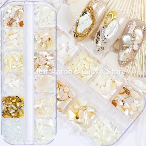 1 Box Nails Abalone Shell Fragments Texture Natural Sea Shell 3d Charm Nail Art Decoration Slice DIY Beauty Salon Tools new