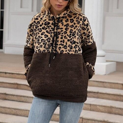 Autumn Winter Leopard Sweatshirts Women 2021 Long Sleeve Hooded Hoodies Casual Zipper Hoodie Top Warm Coat Woman Clothes Hot