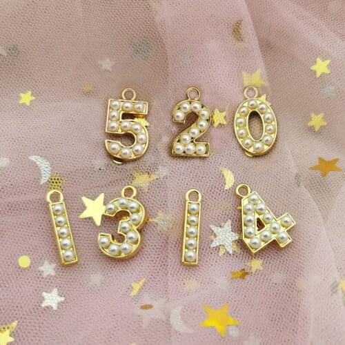 10pcs hot sale high quality alloy pearl number 0-9 jewelry pendant, DIY for jewelry making and fashion earring pendant