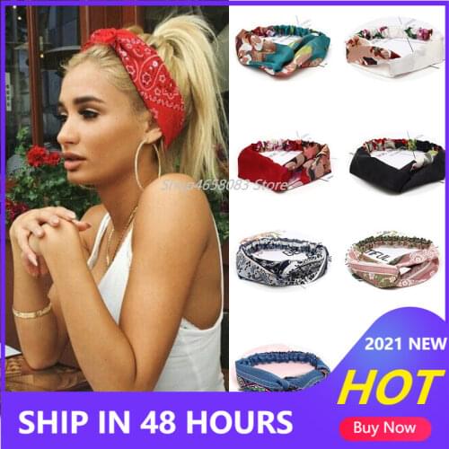 Women Headband New Fashion Hair Bands Bohemian Cross Elastic Hair Band For Ladies Black Purple Female Head band Hair Accessories