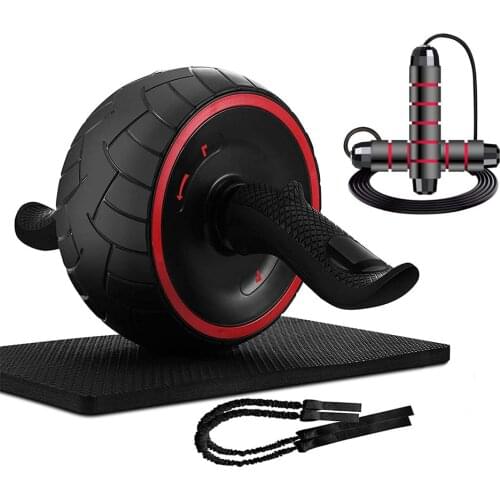 Fitness Resistance Belt AB Roller with Knee Pad Jump Rope Abdominal Exercise Workout Equipments Power Legs