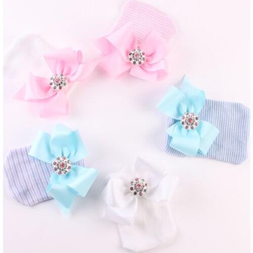 Pink Blue Baby Infant Beanie Cap Hospital Hat Bow Baby Take Home Hat Perfect Newborn Gift Baby Hat