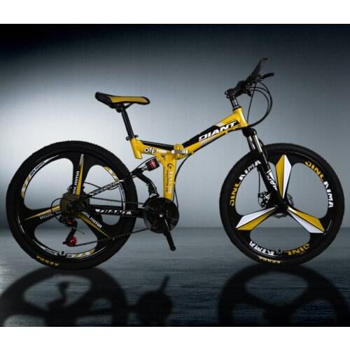 26 Inch Folding Bike Three-knife Magnesium Alloy One Round Mountain Bicycle Double Shock Absorption Male And Female Students