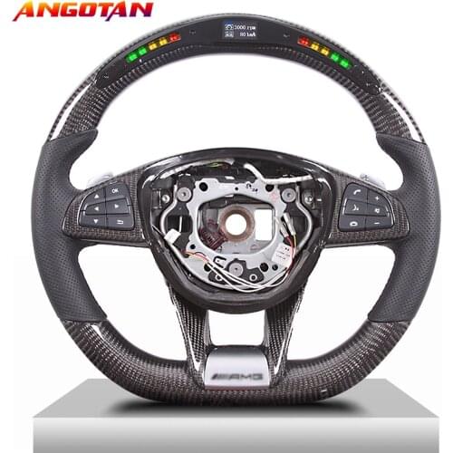 LED Carbon Fiber Steering Wheel Fit For Mercedes Benz W205 /Mercedes-Benz C with Racing Car Steering Wheel