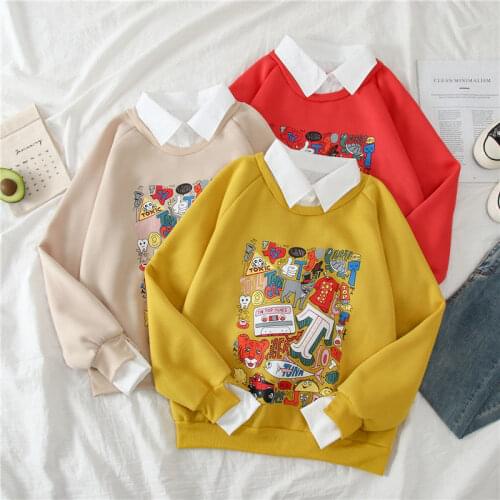 Kawaii harajuku oversize hoodies winter clothes streetwear women korean style long sleeve clothes women Casual Pullovers tops