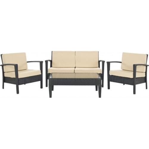 All weather outdoor rattan lounge furniture 4 seater sofa set