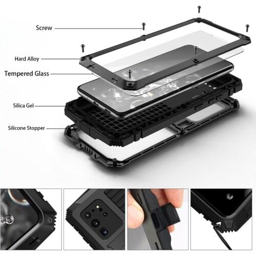 Waterproof Shockproof Phone Cases For Samsung Galaxy S20 Ultra S20 Plus + Metal Aluminum Alloy + Silicone Protection Back Cover