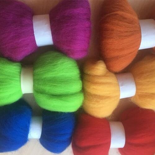 WFPFBEC 60g wool for felting needle wool roving 10g each color total 6 colors wool fiber