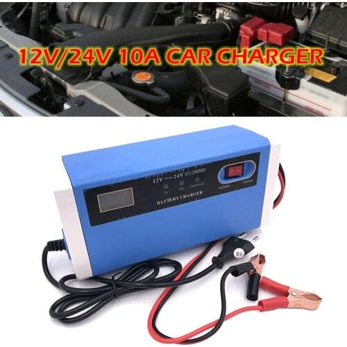 12V 24V 10A Car Charger Motorcycle Truck Power Charge Smart AGM Lead Acid Gel Battery Charger 12V 10A For Car Battery 40AH-200AH