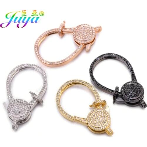 Juya Luxury Zircon Lobster Clasps Docorative Fastener Screw Lock Bolt Clasps For DIY Beaded Jewelry Making Accessories Supplies
