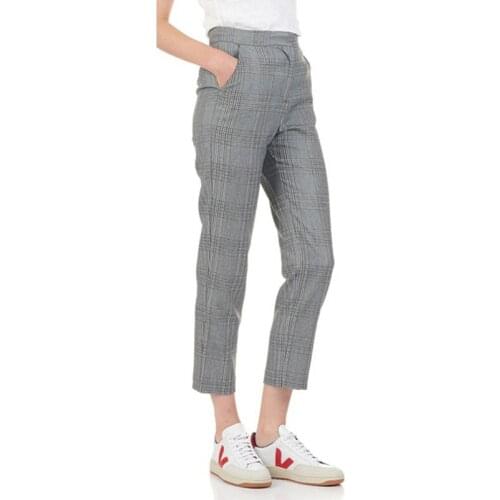 Patads French womens M autumn winter British texture Plaid casual pants plino