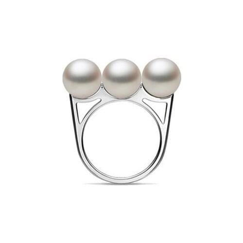 Eternal wedding Women Gift word 925 Sterling real Shipping pony three natural pearl ring 925 ring round to send my