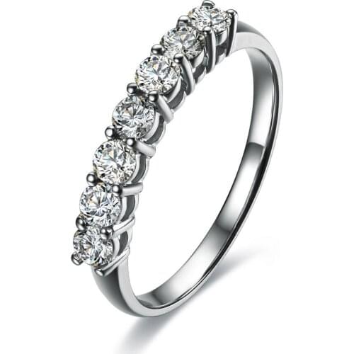 0.7Ct 7stone Genuine D Moissanite Diamond Ring Verified Guarantee AU750 Ring for Women Solid 18K White Gold Ring