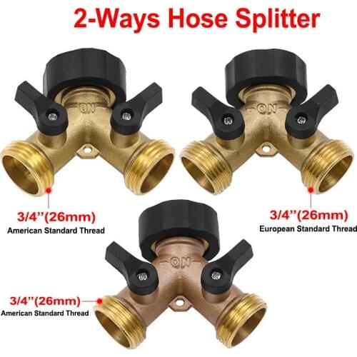 1PC 3/4" 2-Way Brass Plastic Garden Hose Splitter Y-Type Watering Connector Distributor For Outdoor Tap and Faucet EU/US Thread