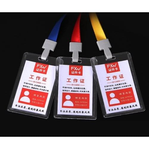 1pcs Acrylic Credit Card Holders Women Men PU Bank Card Neck Strap Card Bus ID holder students kids Identity badge with lanyard