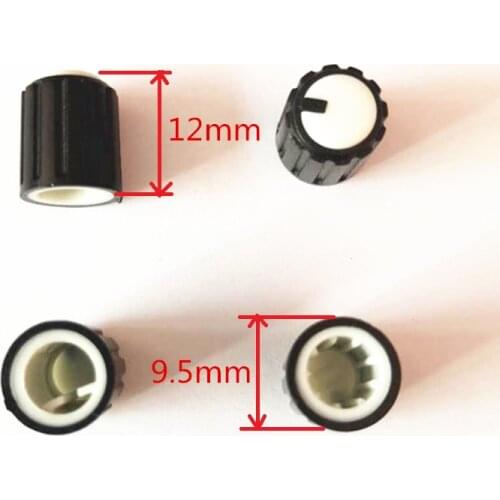 10 Pieces 9.5*12MM Black And White Plastic Small Knob Potentiometer Audio Equipment Knob Hat Inner Diameter 6MM